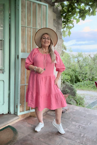 Abby pellavamekko, bubble pink