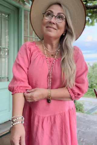 Abby pellavamekko, bubble pink