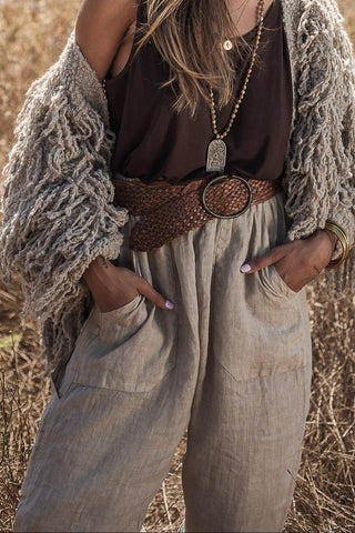 Baggy pellavahousut, cashmere