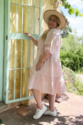 Abby pellavamekko, vaaleanpunainen