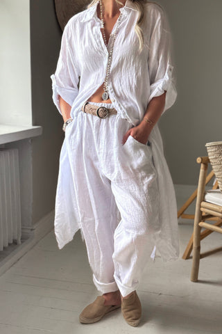 Adele linen shirt dress, white