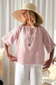 Alessia pellavapaita, pink stripe + white lace