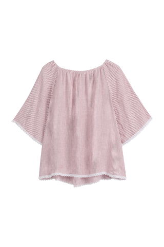 Alessia pellavapaita, pink stripe + white lace