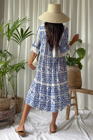 Aztec Flare dress, blue