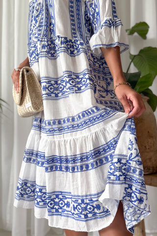 Aztec Flare dress, blue