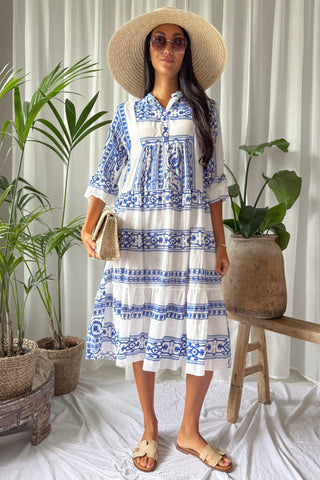 Aztec Flare dress, blue