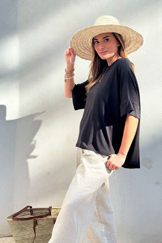 Bamboo oversized t-paita, musta