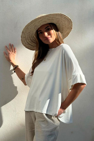 Bamboo oversized t-paita, valkoinen