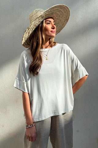 Bamboo oversized t-paita, valkoinen