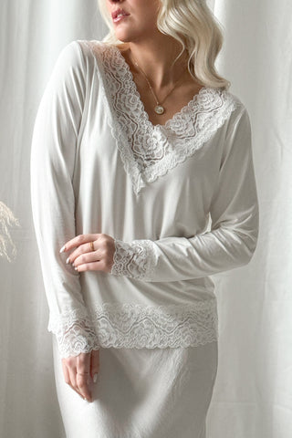 Bamboo Lace Divine pitkähihainen paita, valkoinen