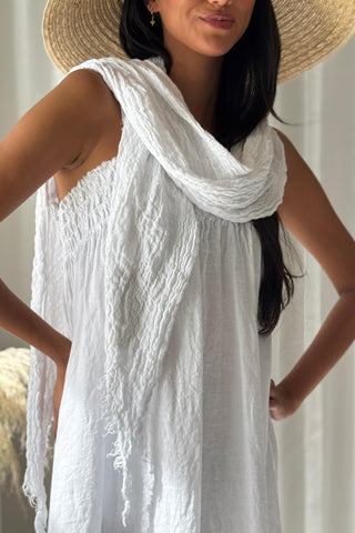 Boho mesh pellavahuivi, valkoinen