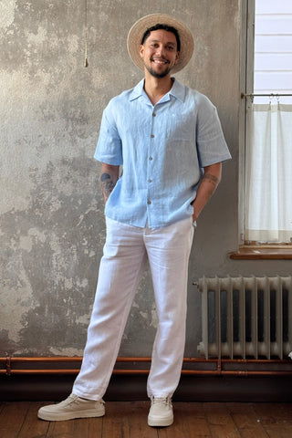 Boxy pellavapaita, oxford blue
