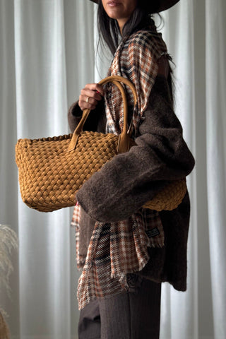 Braided suede shopper, cognac