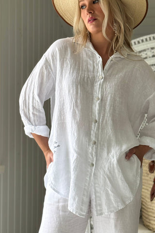 Breezy pellavapaita, white