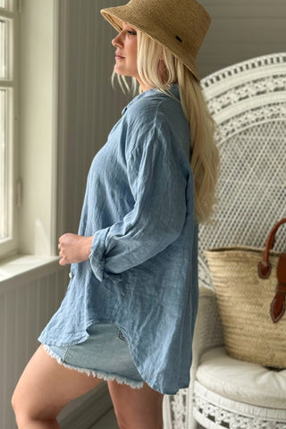 Breezy pellavapaita, denim blue