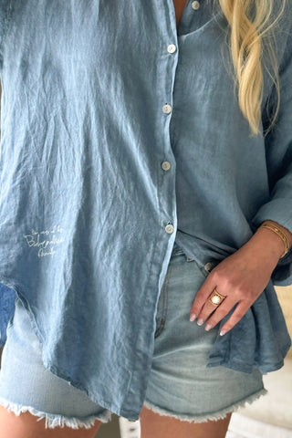 Breezy pellavapaita, denim blue