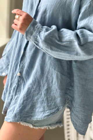 Breezy pellavapaita, denim blue