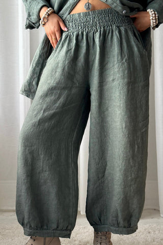 Bubble Boho pellavahousut, camo