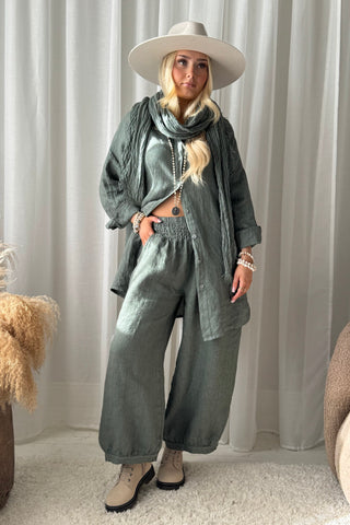 Bubble Boho pellavahousut, camo