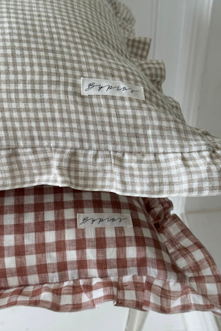 Bypias Ruffle pellavatyynyliina, beige check