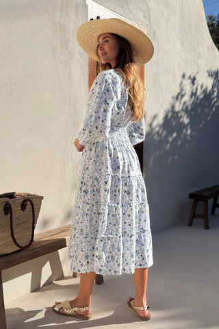Celina pellavamekko, floral blue