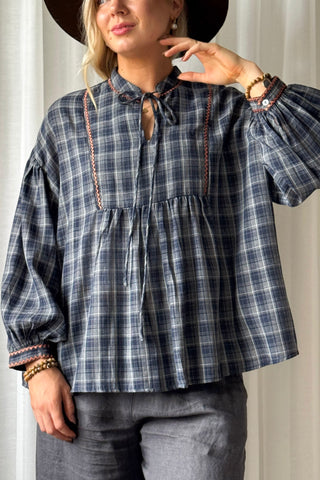 Checkered pusero, sininen