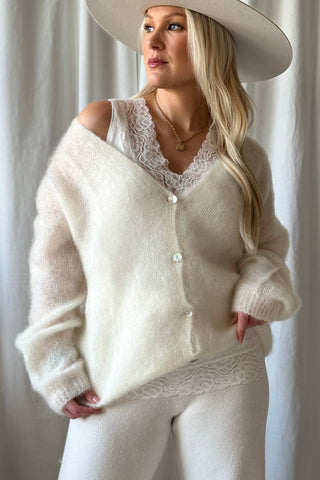 Coziness mohair cardigan, off white 