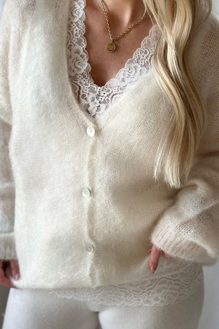 Coziness mohair cardigan, off white 