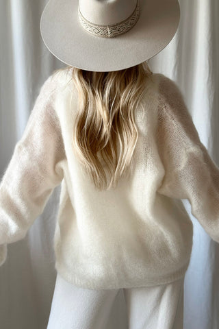 Coziness mohair cardigan, off white 