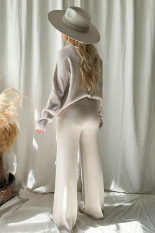Cutie ribbed neule, light beige