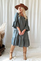 Daffodil linen dress, smokey blue