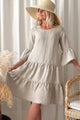 Daffodil linen dress, natural + natural lace