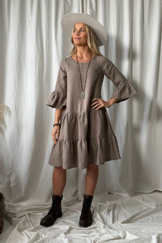 Daffodil pellavamekko, taupe