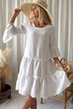 Daffodil linen dress, white + white lace