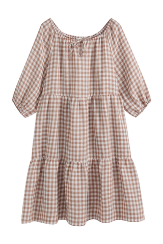 Emilia long pellavamekko, pepperosa check