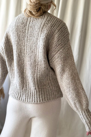 Faustine cable knit jumper, melange beige