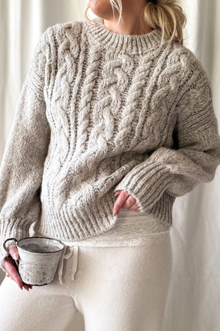 Faustine cable knit jumper, melange beige