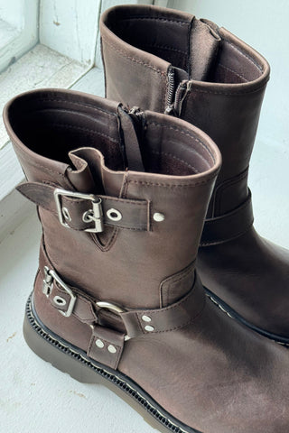 Feikon biker bootsit, chocolate