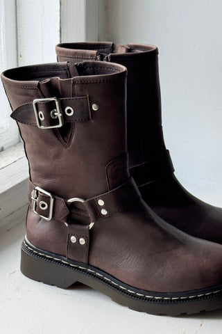 Feikon biker bootsit, chocolate