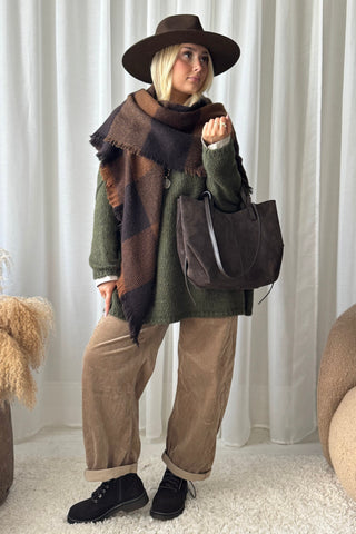 Hamptons suede bag, coffee