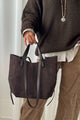 Hamptons suede bag, coffee