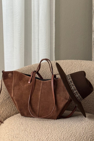 Hamptons suede bag, tan