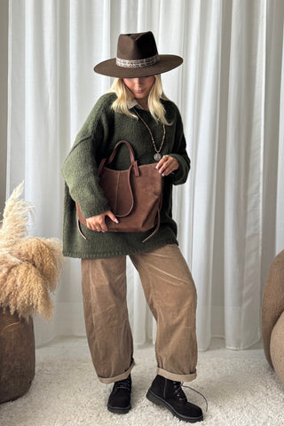 Hamptons suede bag, tan
