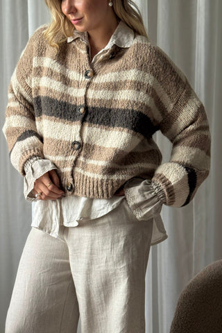 Hawthorn Stripe neuletakki, beige