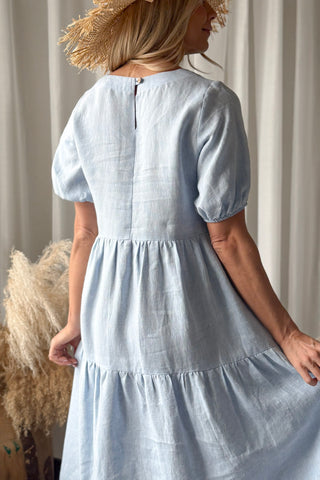 Helen pellavamekko, oxford blue
