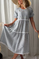 Helen pellavamekko, blue stripe + white lace