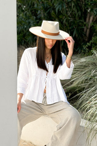 Helios linen bolero, white