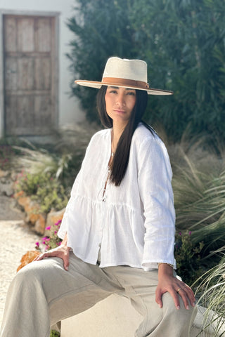 Helios linen bolero, white