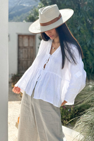 Helios linen bolero, white