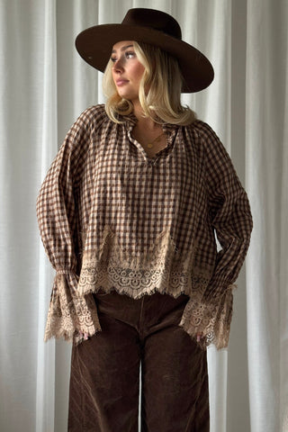 Holly pitsipaita, beige-coffee check
